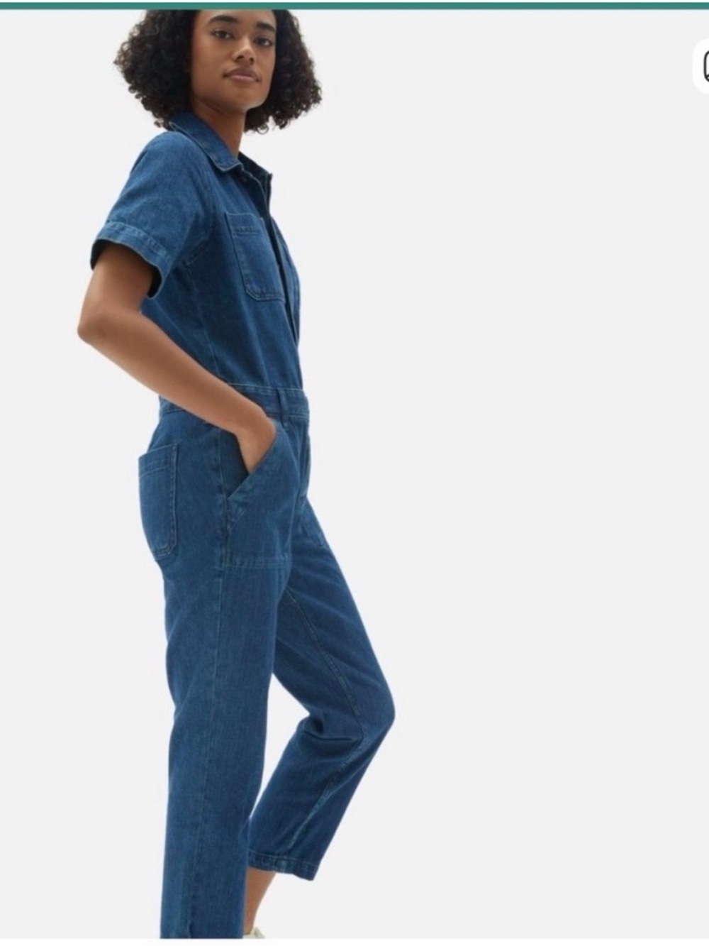 Everlane Blue Denim Short-Sleeve Women's Overalls